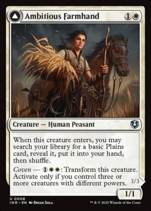 Ambitious Farmhand // Seasoned Cathar - Foil<br /><span class="collector-number">Collector No. 8</span>